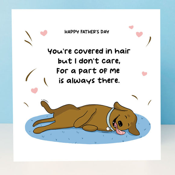 Father's Day card featuring a Chocolate Labrador and a funny poem.