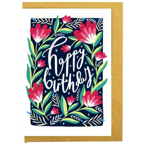 Blue floral card with 