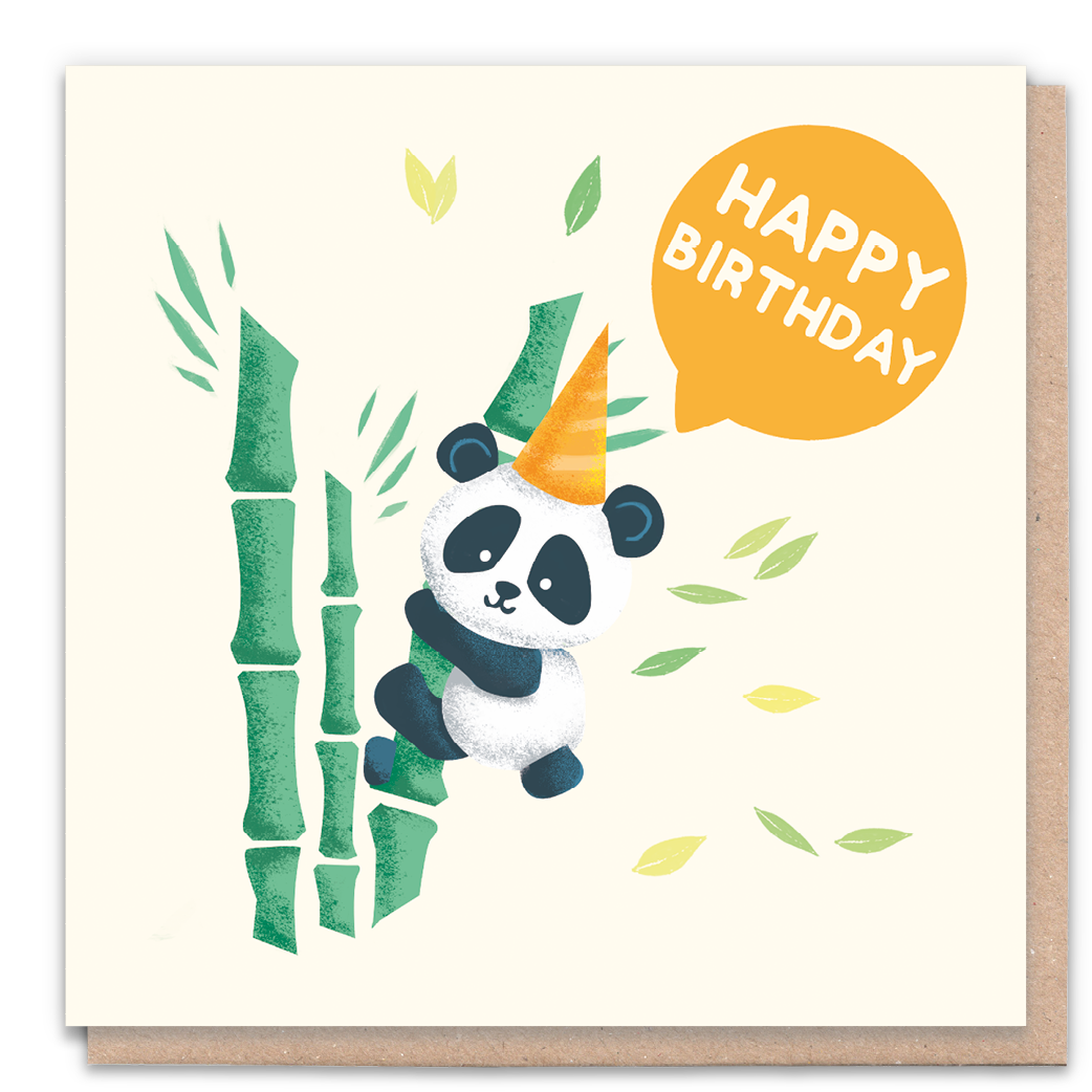Birthday card with panda design celebrating a special occasion.