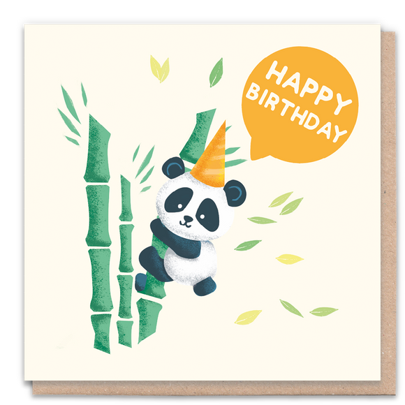Birthday card with panda design celebrating a special occasion.