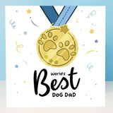 Medal card celebrating the World's Best Dog Dad achievement.