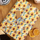 Eco-friendly wrapping paper with bee and sunflower print design.